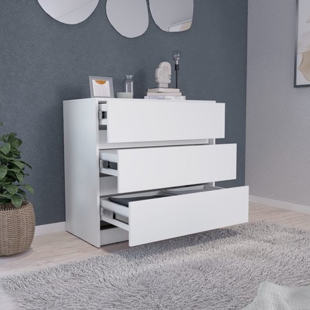 Tuhome Austin Three Drawer Dresser, Pull Out Mechanism-White CLB8958